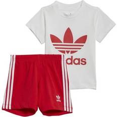 adidas Trefoil Shorts & Tee Set - White/Red (HE4659)