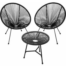 Caféset tectake black of 2 Santana chairs