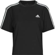 Rundringad Linnen adidas Essentials 3-Stripes Single Jersey Crop Top Black