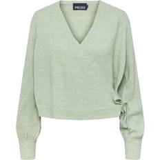 Pieces Women's Pccelic Ls Wrap Knit Bc Pullover Sweater - Swamp