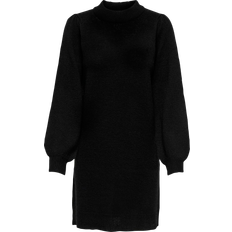 8 - Dam - Enfärgade - Korta klänningar JdY Loose Fit High Neck Volume Sleeves Short Dress - Black