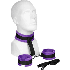 Rimba Soft halsband handfessel set med koppel svart-lila
