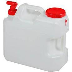 Relaxdays Vattenbehållare med kran, skruvlock, dricksvattenbehållare camping, 18 l, BPA-fri, plast, vit-röd