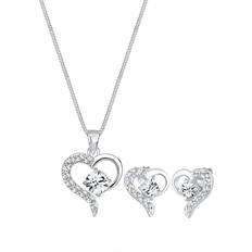 Elli Heart Jewelry Set - Silver/Transparent
