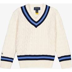 Polo Ralph Lauren Sweatshirts Barnkläder Polo Ralph Lauren Tröja Stickad Klocka Hill Cream/Marinblå år 98 Tröja