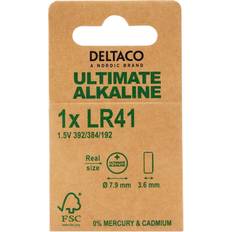 Deltaco Ultimate Alkaline, 1.5V, LR41 button cell, 1-pk