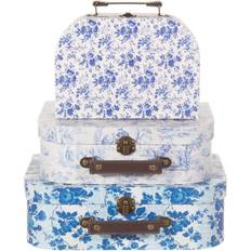 Sass & Belle Gråa Barnrum Sass & Belle Celeste blå vita blommiga resväskor set 3