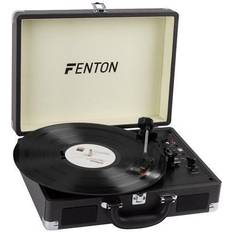 Fenton RP115 retro skivspelare svart/grå, Skivspelare i resväska med läderfinish
