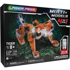 Laser Pegs Actionfigurer Laser Pegs Ledad figur Red Tiger 4 in 1 8 år LED Ljus 216 Delar