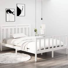 vidaXL white, 140 Solid Wood Bed Frame