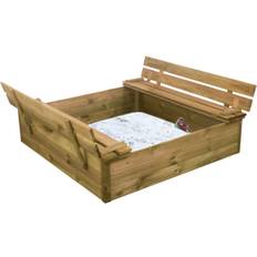 Utomhusleksaker Nordic Play Sandbox with Benches & Cover 120x120cm