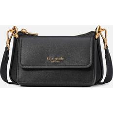 Kate Spade New York Womens Black Brand-plaque Leather Cross-body bag