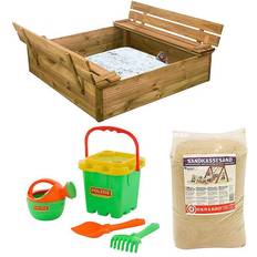 Nordic Play Träleksaker Nordic Play Sandpit with Bench & Lid with 240kg Sand