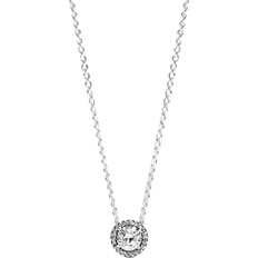 Pandora Blank Halsband Pandora Round Sparkle Halo Necklace - Silver/Transparent