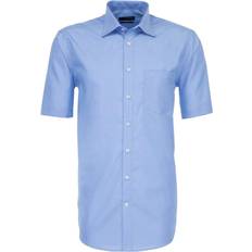 52 - Herr Skjortor Seidensticker Non-iron Fil a Fil Short Sleeve Business Shirt - Medium Blue