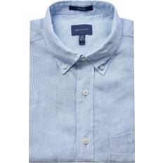 Gant Herr Regular fit randig kortärmad linneskjorta Blå