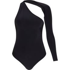 PrettyLittleThing Underkläder PrettyLittleThing One Shoulder Asymmetric Bodysuit - Black