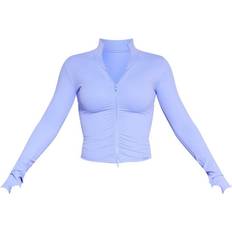 PrettyLittleThing Lila Kläder PrettyLittleThing Brushed Sculpt Ruched Front Zip Up Sport Jacket - Violet