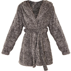 PrettyLittleThing Fluffy Dressing Gown - Charcoal