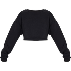 PrettyLittleThing Tröjor PrettyLittleThing Oversized Crop Sweatshirt - Black