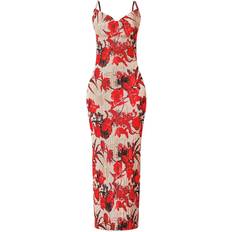 8 - Blommiga - Långa klänningar PrettyLittleThing Plisse Strappy Maxi Dress - Nude Floral Print