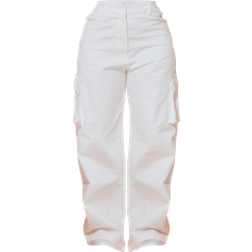 18 - Cargobyxor - Dam PrettyLittleThing Pocket Detail Wide Leg Cargo Trousers - Cream