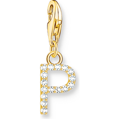 Thomas Sabo Charm-hängsmycke bokstaven P med vita stenar guldpläterad