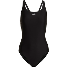 Dam - Elastan/Lycra/Spandex Baddräkter adidas Women's Mid 3-Stripes Swimsuit - Black/White