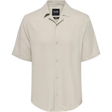 Gråa - Herr Skjortor Only & Sons Regular Fit Resort Collar Shirt - Grey/Silver Lining