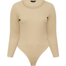 Yours Long Sleeve Ribbed Bodysuit - Brown