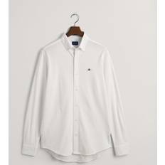 Gant Skjortor Gant Men Regular Fit Jersey Piqué Shirt White