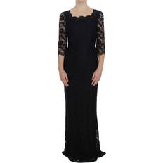 Enfärgade - Långa klänningar - Stretch Dolce & Gabbana Floral Lace Long Ball Maxi Dress - Black