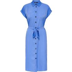 Dam - Midiklänningar Only Midi Tie Belt Shirt Dress - Blue/Ultramarine