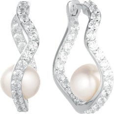 Ringörhängen Sif Jakobs Ponza Earrings - Silver/Transparent/Pearls