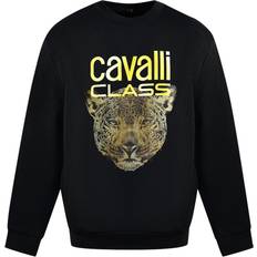 Roberto Cavalli Tröjor Roberto Cavalli Men's Class Leopard Print Logo Jumper - Black