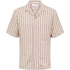 Selected Striped Short Sleeve Shirt - Egret