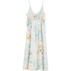 Blommiga - Dam - Midiklänningar - Viskos H&M Drawstrings Dress - Light green/Floral