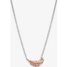 Pandora Guld Smycken Pandora Necklaces Feather sterling silver 14k gold-plated collie gold Necklaces for ladies