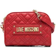 Love Moschino Röda Axelremsväskor Love Moschino Logo-Lettering Quilted Crossbody Bag - Red