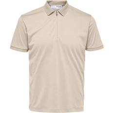 Selected Herr T-shirts & Linnen Selected Zipper Polo Shirt - Oatmeal