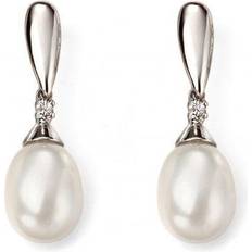 Elements 9ct White Gold Pearl And Diamond Earring GE2075W