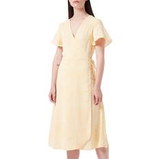 Vila Korta klänningar Kläder Vila Lovie S/S Wrap Midi Dress - Golden Haze/Aop: sally
