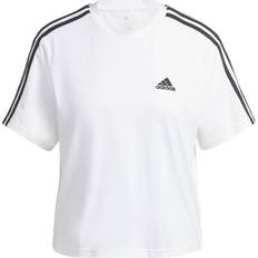 Adidas Bomull - Dam - Långa kjolar - Vita T-shirts adidas Essentials 3-Stripes Single Jersey Crop Top - White/Black