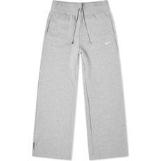 Dam - Mjukisbyxor Nike Sportswear Phoenix Fleece Women's High-Waisted Wide-Leg Sweatpants - Dark Grey Heather/Sail