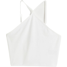 H&M XS Överdelar H&M Short Cotton Top - White