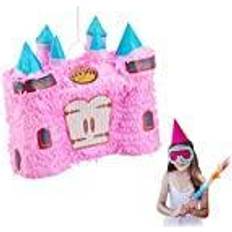 Barnkalas Piñatas Relaxdays 10031491 Pinata slott, sagolika barnpinata för fyllning, födelsedag flicka, slagpinata prinsessa, rosa