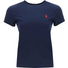Polo Ralph Lauren Womens Cruise Navy Logo-embroidered Regular-fit Cotton-jersey T-shirt