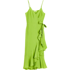 Dam - Enfärgade - Omlottklänningar H&M Wrap Dress With Ruffles - Green