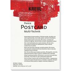 Kreul Akvarellpapper Kreul 69031 – Paper vykort, DIN A6, 300 g/kvm, 20 blad, syrafri och åldersbeständig, naturvit, för Mixed Media Fine Art Technics
