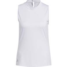 Adidas Dam - Polyester Pikétröjor adidas Essentials Heathered Mock-Neck Sleeveless Golf Polo Shirt White